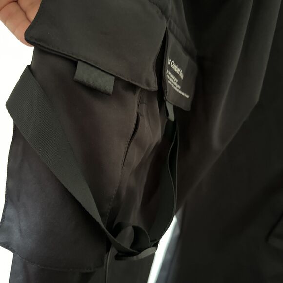 Black Jogger Pants Size M Flight Woven Elastic And Tie Waist Pockets Oversized - Picture 7 of 15